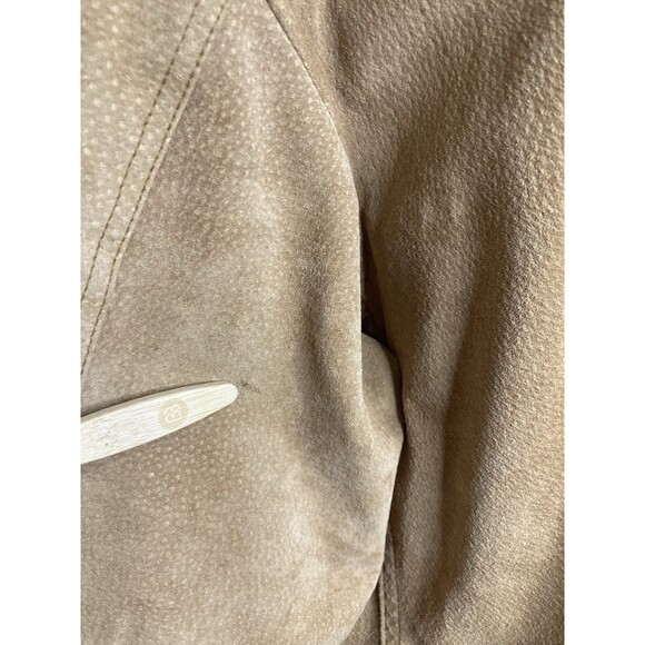 Suede Leather Jacket Womens M Tan Zip Up & Snap Flannel Lined 90s Y2K Western - Picture 9 of 11
